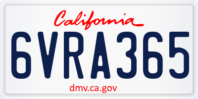 CA license plate 6VRA365