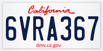 CA license plate 6VRA367