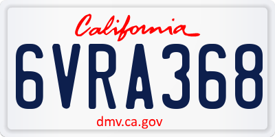 CA license plate 6VRA368