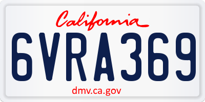 CA license plate 6VRA369