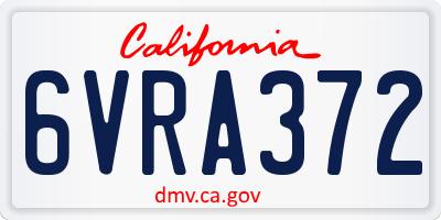 CA license plate 6VRA372