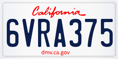 CA license plate 6VRA375