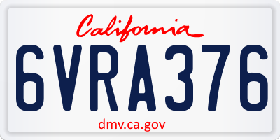 CA license plate 6VRA376