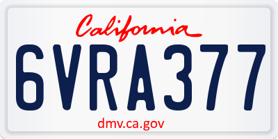 CA license plate 6VRA377