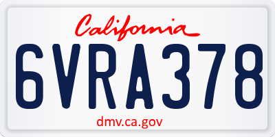 CA license plate 6VRA378