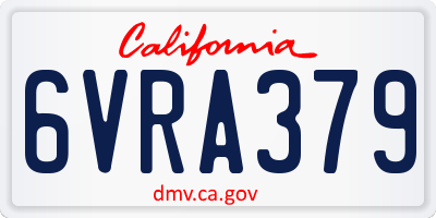 CA license plate 6VRA379