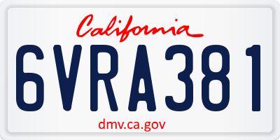 CA license plate 6VRA381