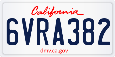 CA license plate 6VRA382