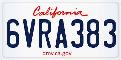 CA license plate 6VRA383