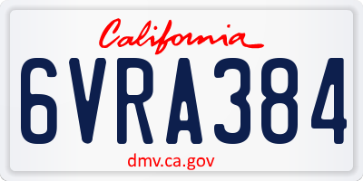 CA license plate 6VRA384