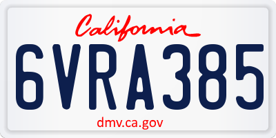 CA license plate 6VRA385