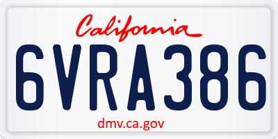 CA license plate 6VRA386