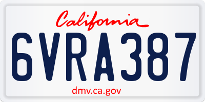 CA license plate 6VRA387