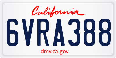 CA license plate 6VRA388