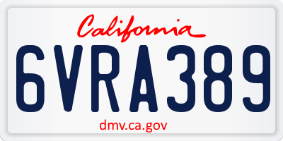 CA license plate 6VRA389