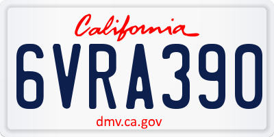 CA license plate 6VRA390