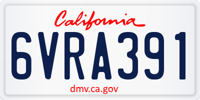 CA license plate 6VRA391