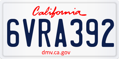 CA license plate 6VRA392