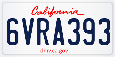 CA license plate 6VRA393