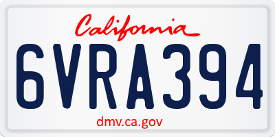 CA license plate 6VRA394