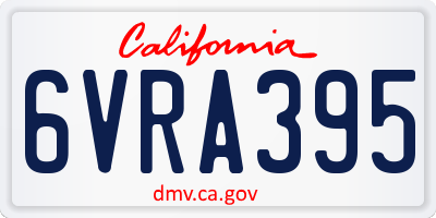CA license plate 6VRA395
