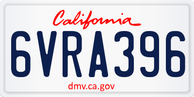 CA license plate 6VRA396