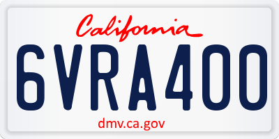 CA license plate 6VRA400