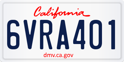 CA license plate 6VRA401