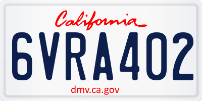 CA license plate 6VRA402