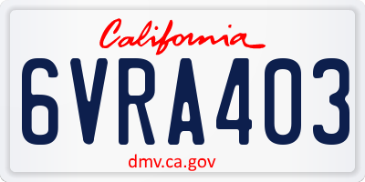 CA license plate 6VRA403