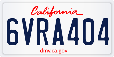 CA license plate 6VRA404