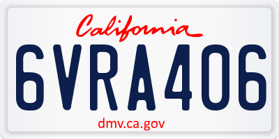 CA license plate 6VRA406