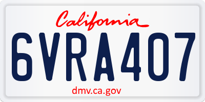 CA license plate 6VRA407