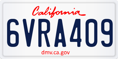 CA license plate 6VRA409