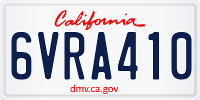CA license plate 6VRA410