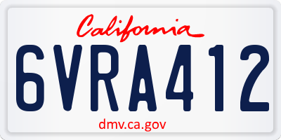 CA license plate 6VRA412