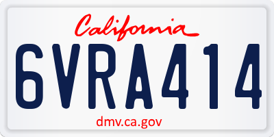 CA license plate 6VRA414