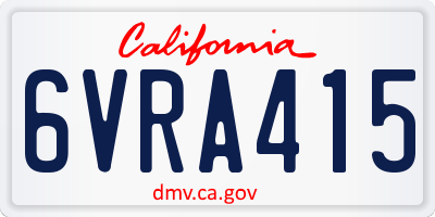 CA license plate 6VRA415