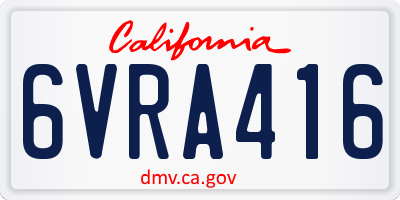 CA license plate 6VRA416