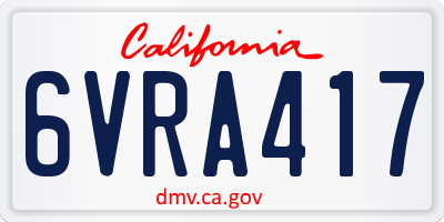 CA license plate 6VRA417