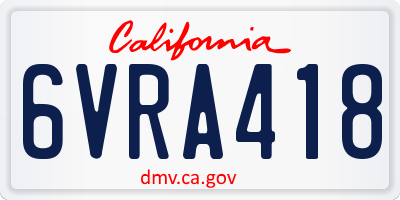CA license plate 6VRA418