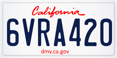 CA license plate 6VRA420