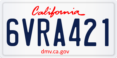 CA license plate 6VRA421