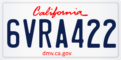 CA license plate 6VRA422
