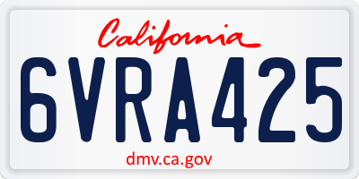 CA license plate 6VRA425
