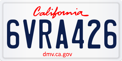 CA license plate 6VRA426