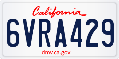 CA license plate 6VRA429
