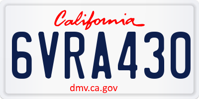CA license plate 6VRA430