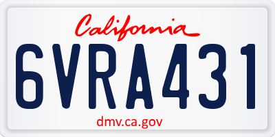CA license plate 6VRA431