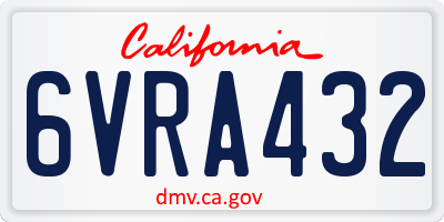 CA license plate 6VRA432